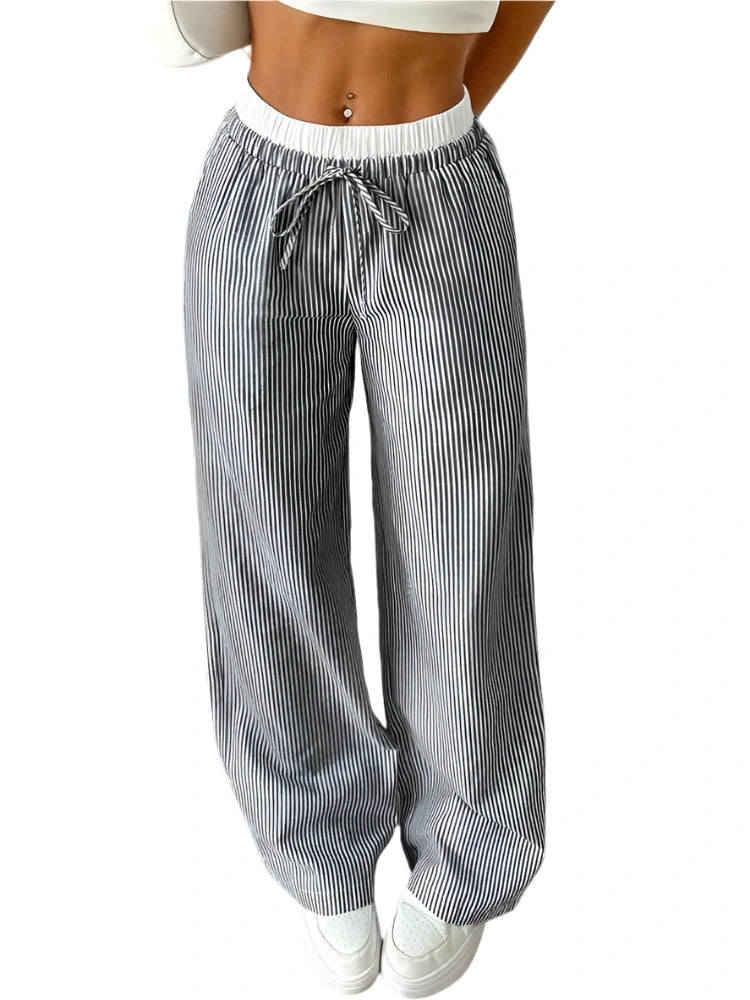 Women's Loose Fit Striped Trousers