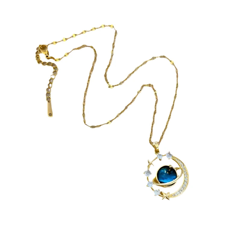 Women's Cosmic Golden Neclace Starry Pendant