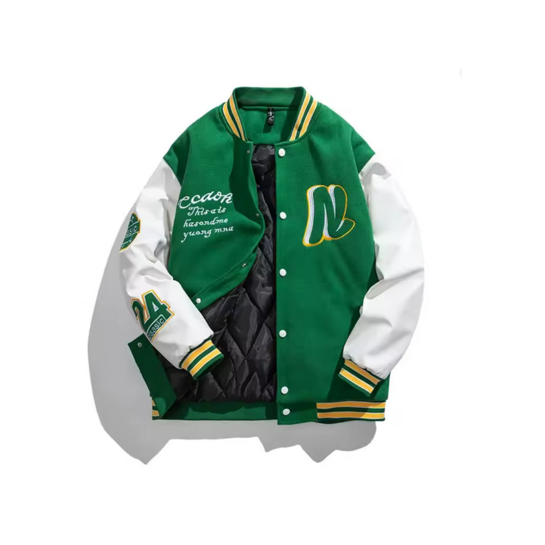 Men's Varsity Buttoned Jacket Loose Fit