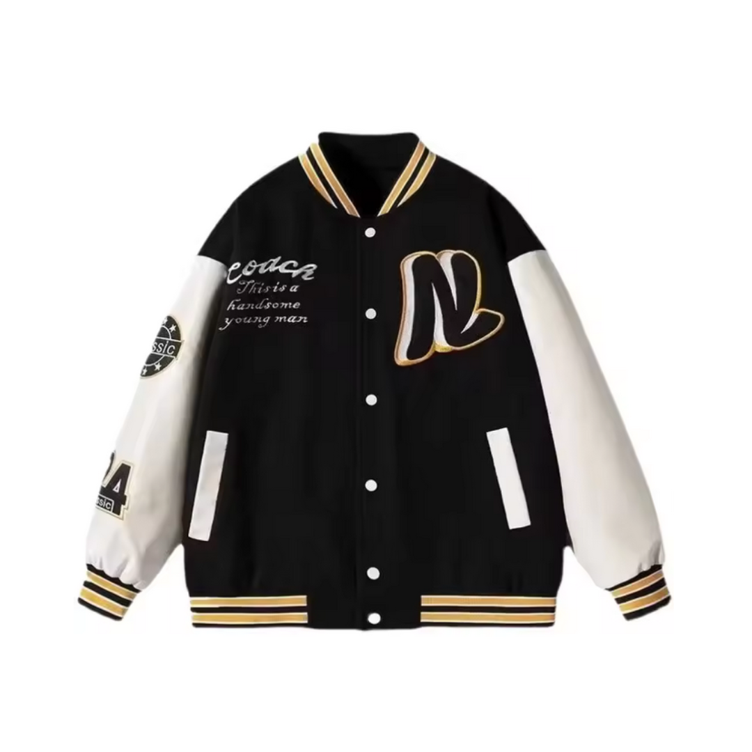 Men's Varsity Buttoned Jacket Loose Fit