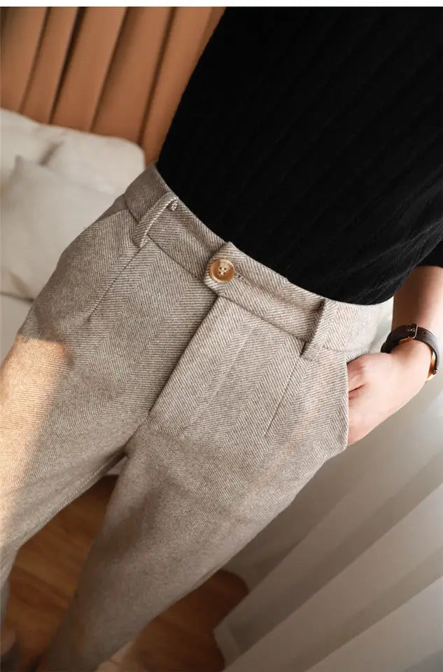 Women's Casual Straight Textured Dress Pants