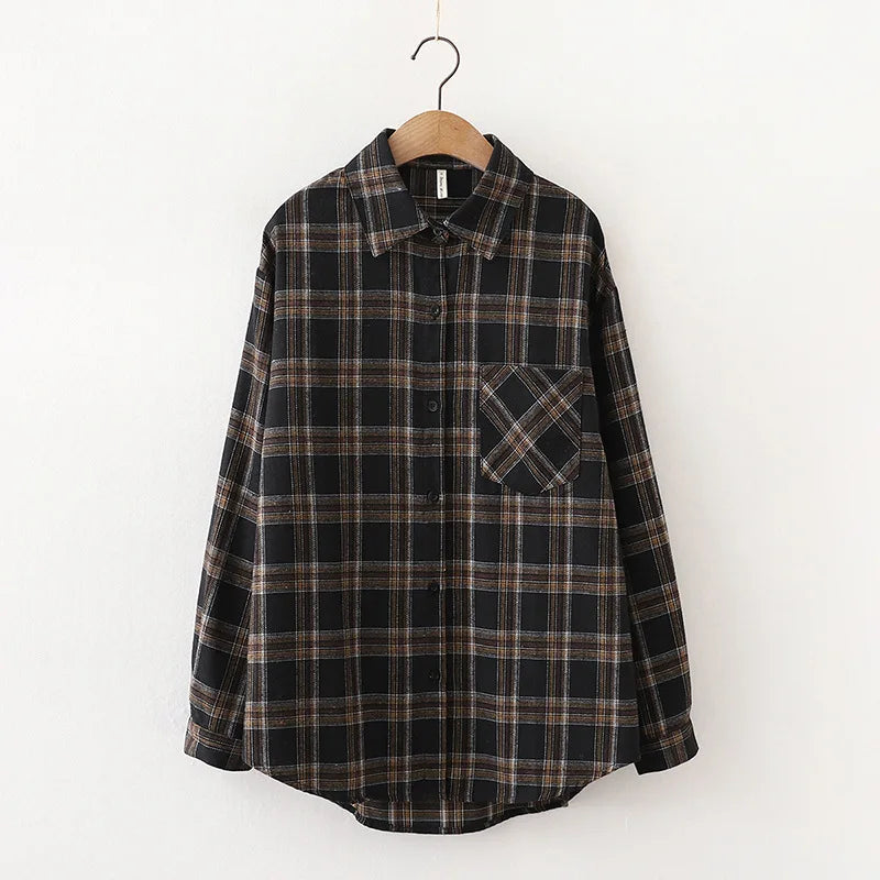 Women's Loose-fitted Plaid Shirt