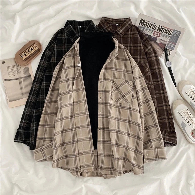 Women's Loose-fitted Plaid Shirt