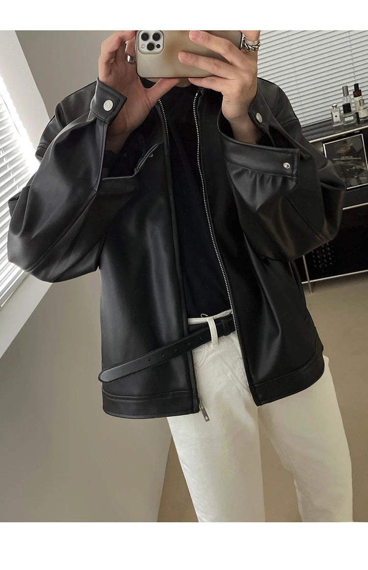 Men's Sleek Bomber Leather Jacket