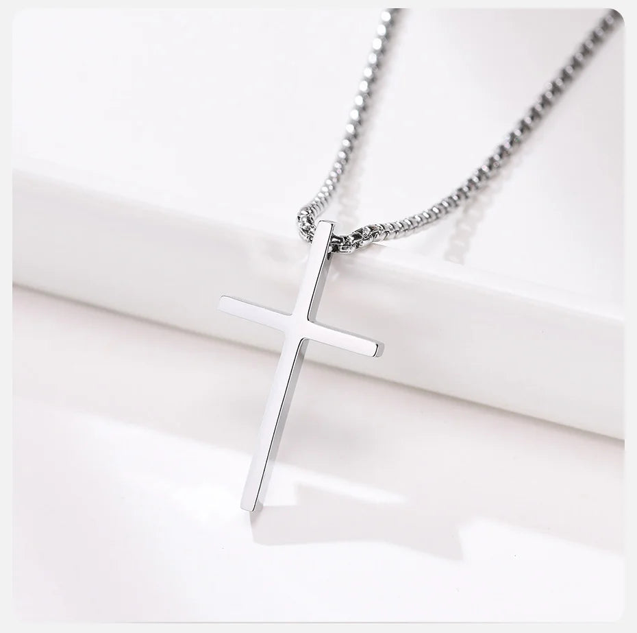 Men's Christian Cross Mulitilayered Lariat Necklace