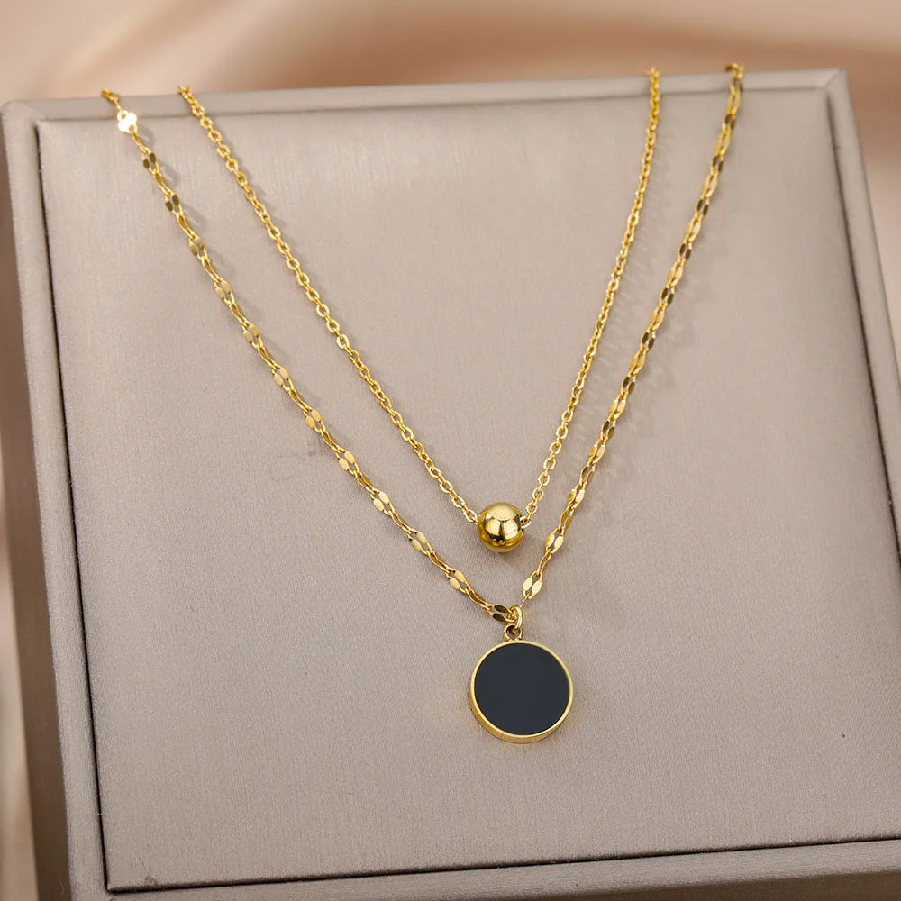 Women's Golden Multilayer Clavicle Lariat Necklace