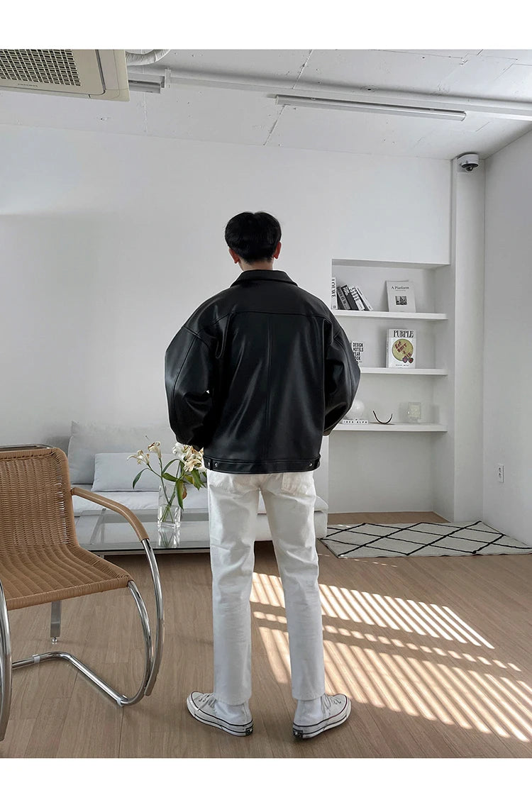Men's Sleek Bomber Leather Jacket