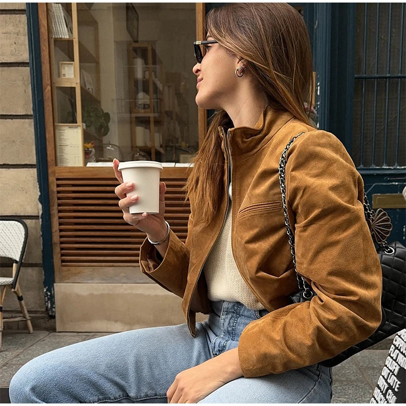 Women's Zip up Suede Jacket