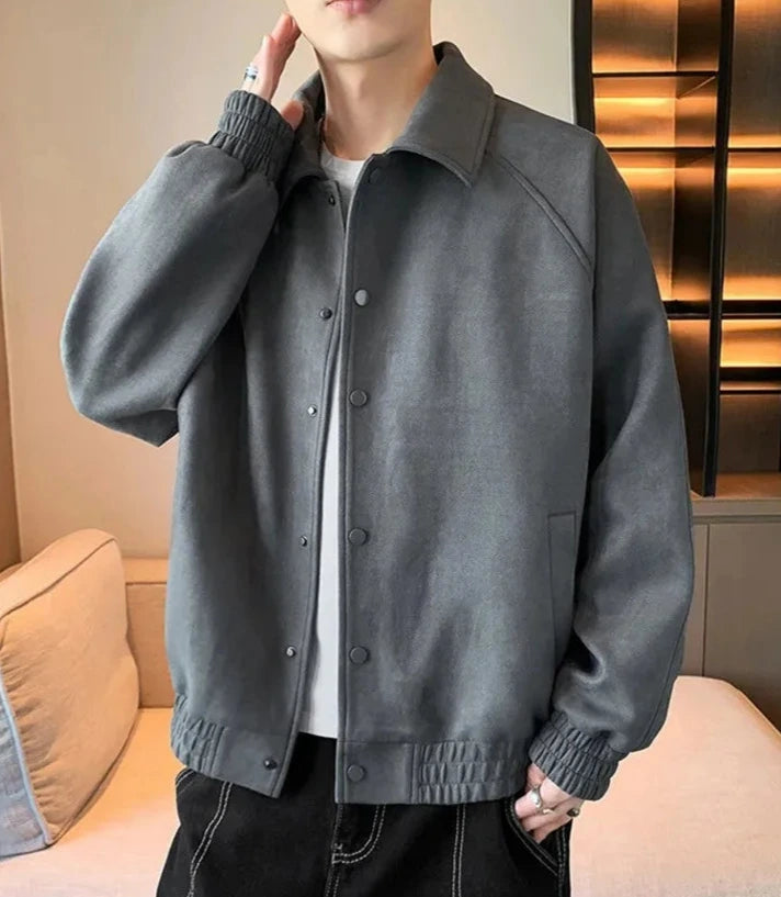 Men's Suede Retro Collared Jacket