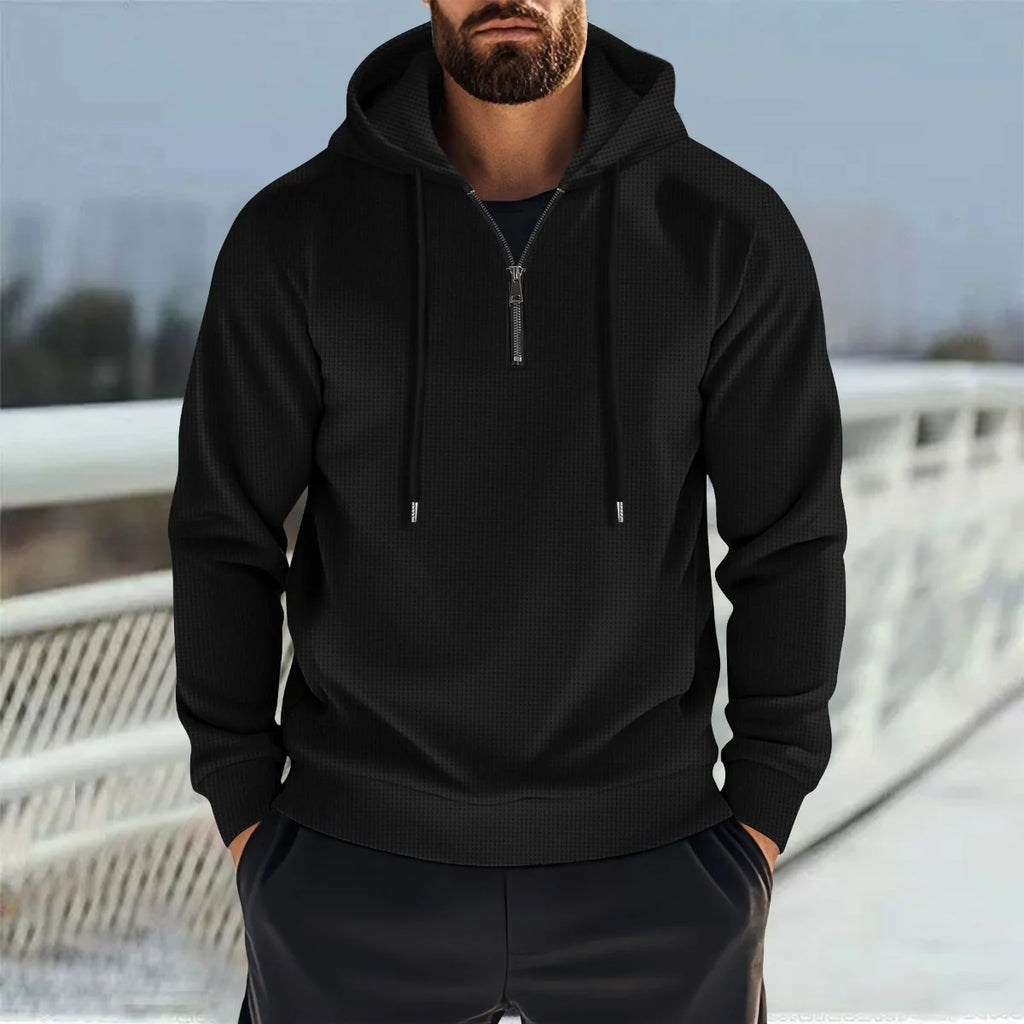 Men's Casual Half Zip Knitted Hoodie