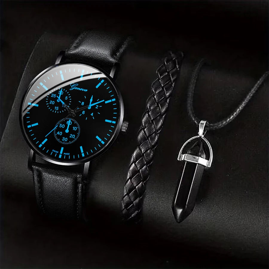 Men's Leather Strap Wrist Watch