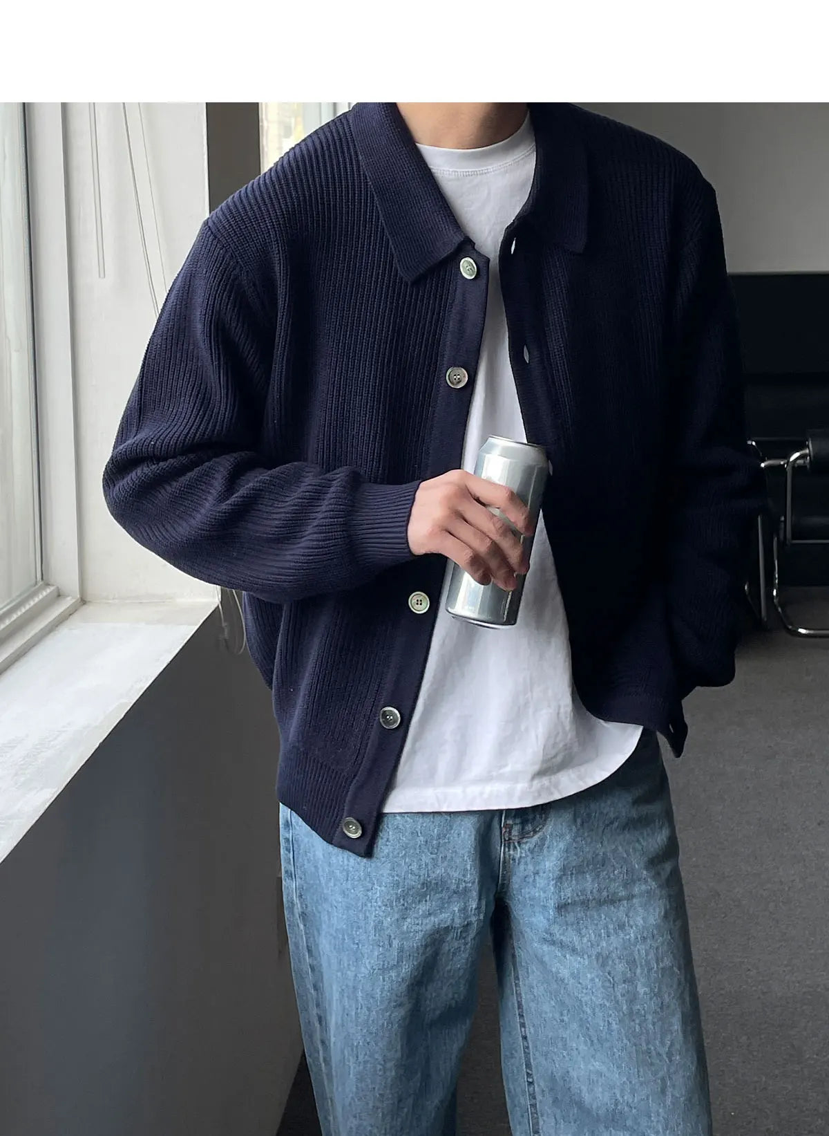 Men's Knitted Button Jacket