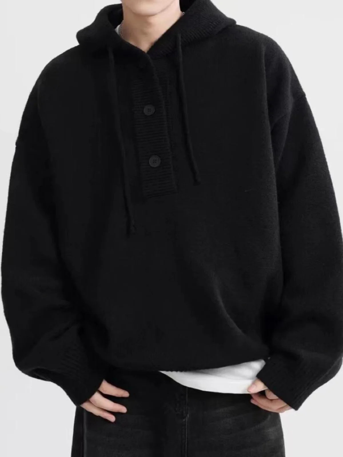 Men's Buttoned Wool Hoodie