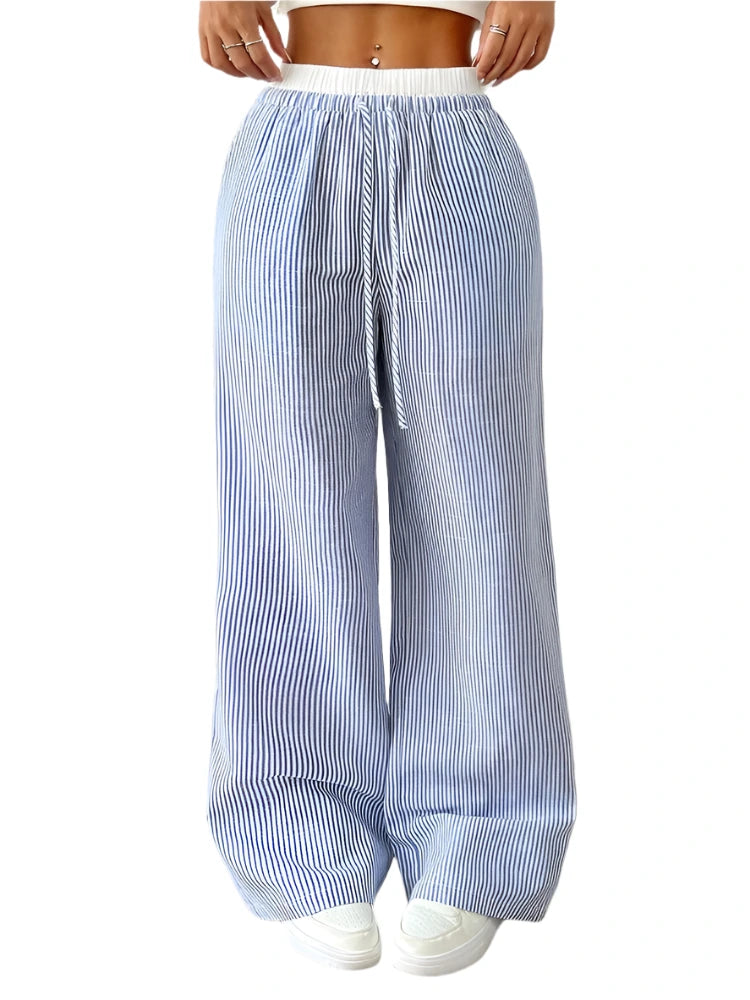 Women's Loose Fit Striped Trousers