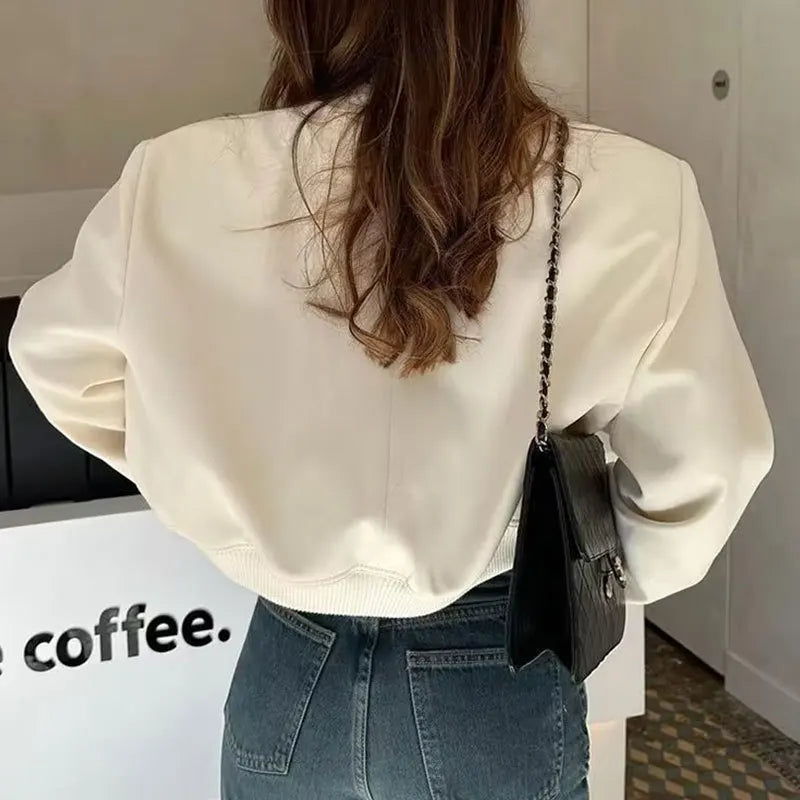 Women's Button Vintage Bomber Jacket