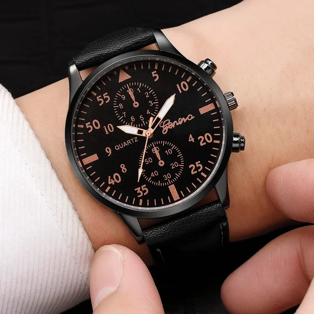 Men's Leather Wrist Watch