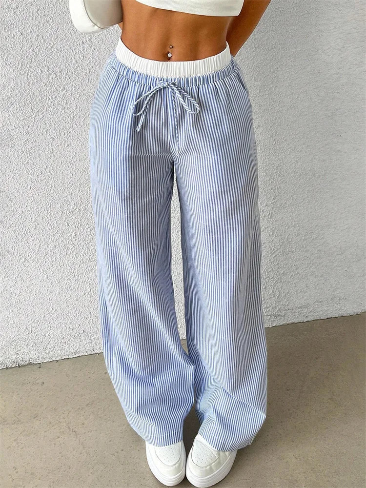 Women's Loose Fit Striped Trousers