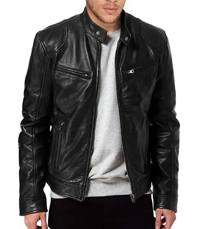 Men's Leather Biker Jacket