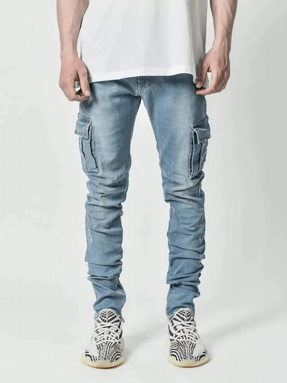 Men's Elastic Slim Fit Cargo Jeans