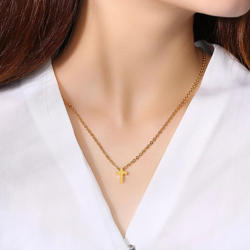 Women's Minimalist Christian Style Golden Necklace