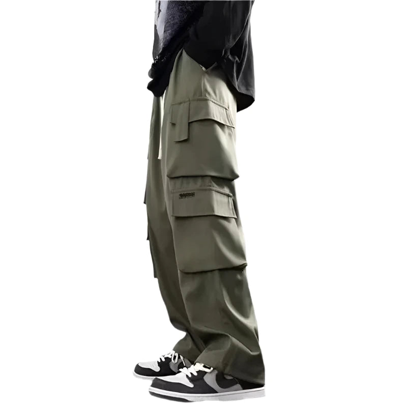 Men's Fleece Cargo Pants Elastic Waist