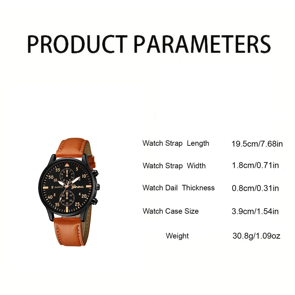 Men's Brown Leather Strap Wrist Watch