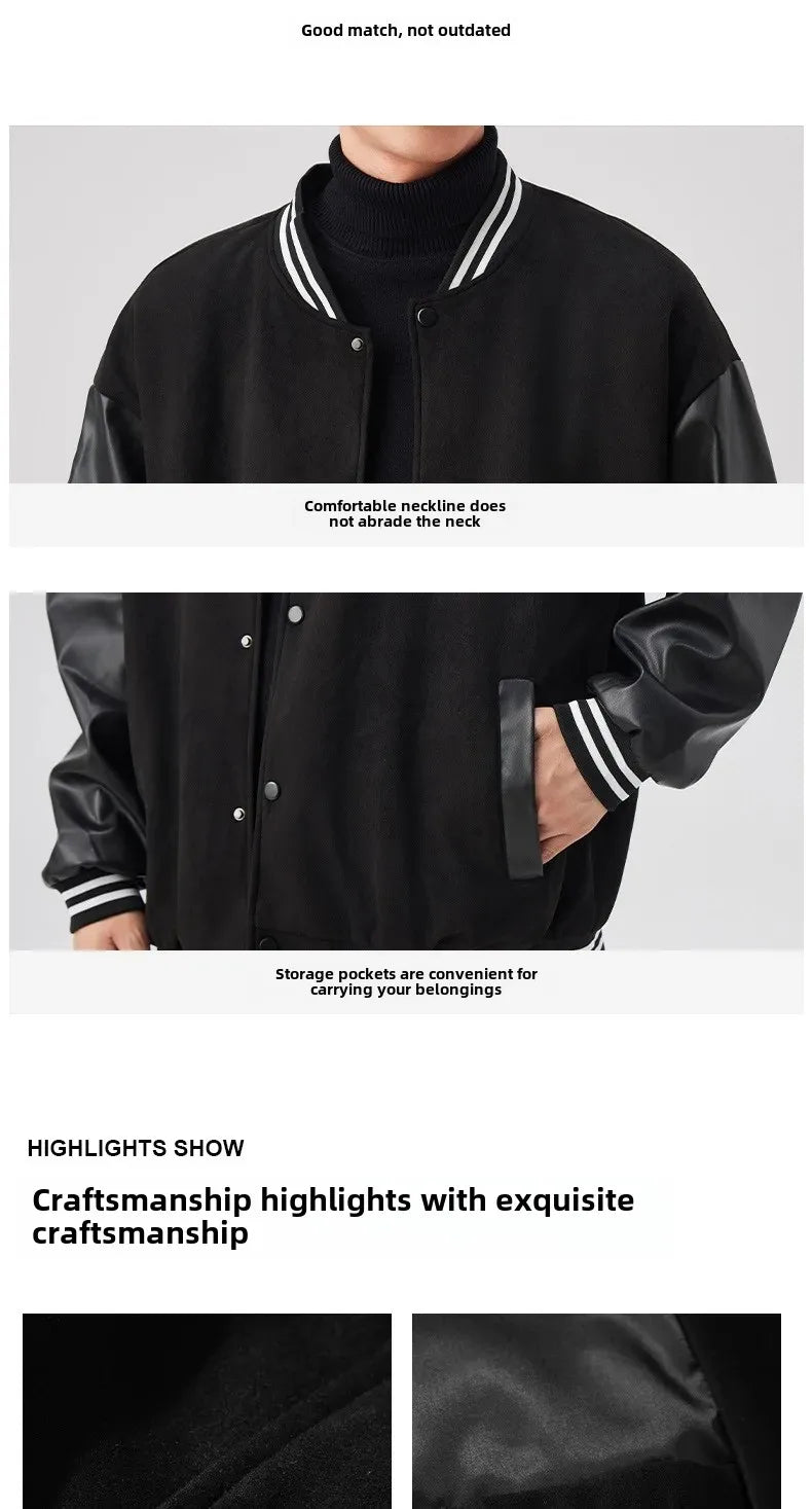 Men's Leather Sleeve Varsity Jacket