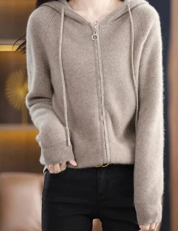 Women's Knitted Zip up Hoodie