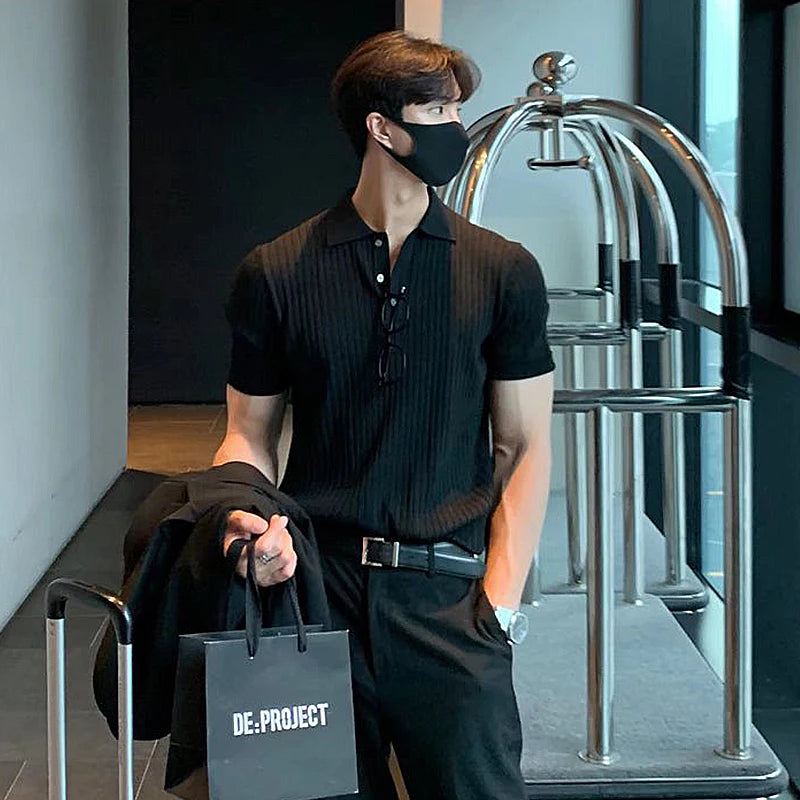 Men's Knitted Collared Shirt