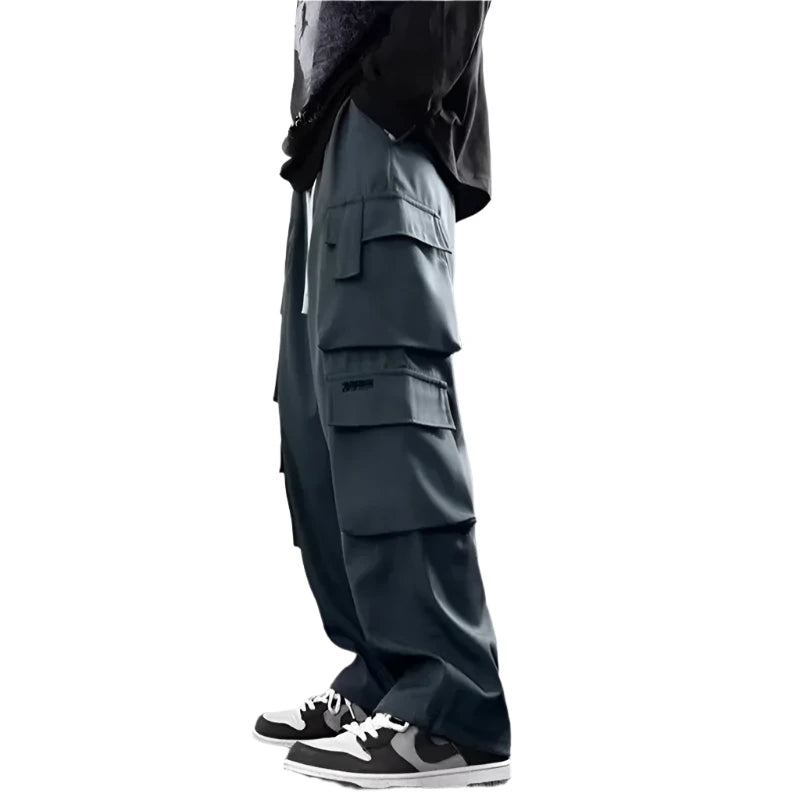 Men's Fleece Cargo Pants Elastic Waist