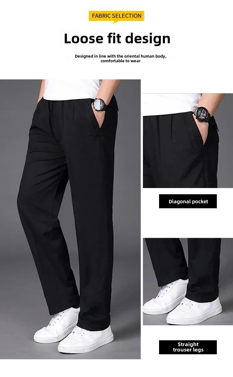 Men's Straight Loose Fit Khaki Pants