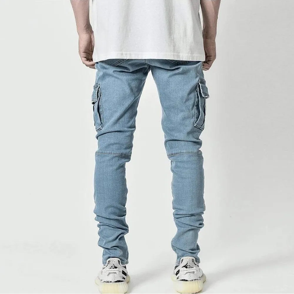 Men's Elastic Slim Fit Cargo Jeans