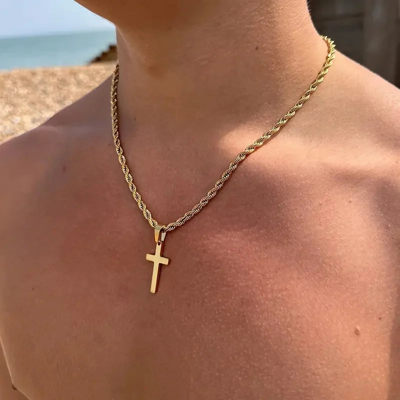 Men's Christian Cross Christ Necklace Chain