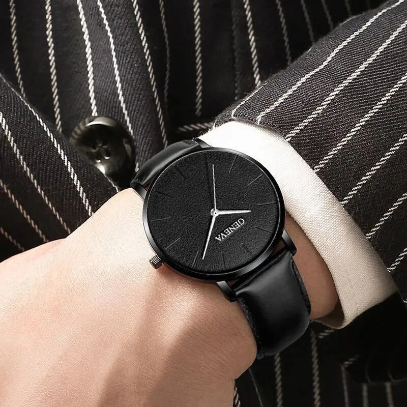 Men's Minimalist Black Wrist Watch