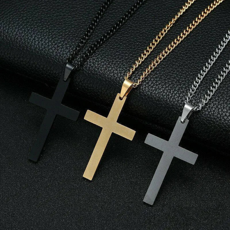 Men's Christian Cross Minimalist Stainless Steel Necklace