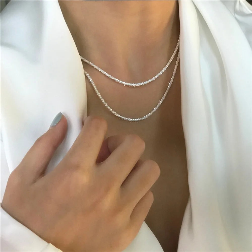 Women's Thin Minimalist Sparkling Necklace