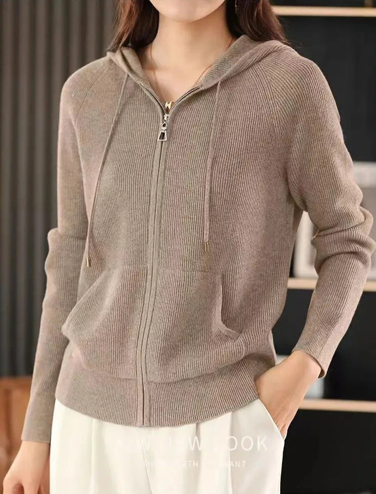 Women's Knitted Zip up Hoodie
