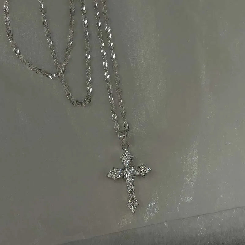 Women's Christian Cross gothic Style Crystal Necklace