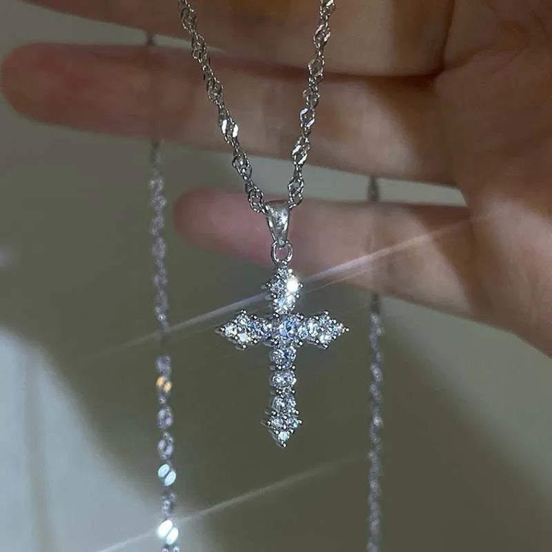 Women's Christian Cross gothic Style Crystal Necklace