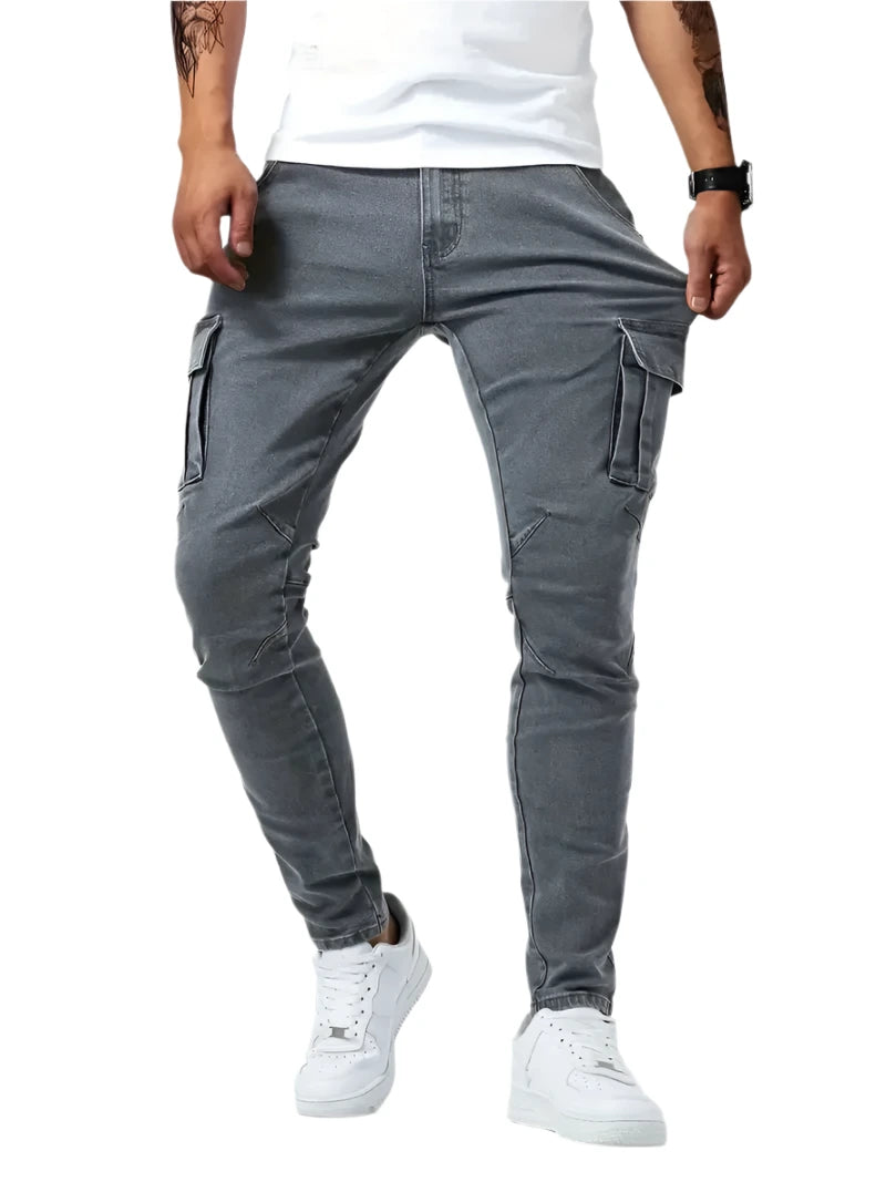 Men's Slim Fit Elastic Cargo Jeans