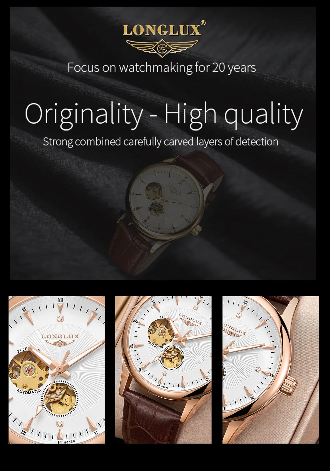 Men's Brown Leather Wrist Watch