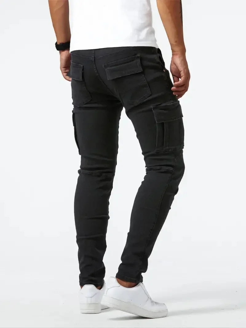 Men's Slim Fit Elastic Cargo Jeans