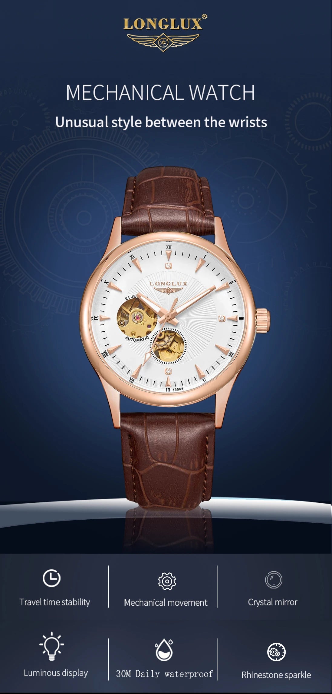 Men's Brown Leather Wrist Watch