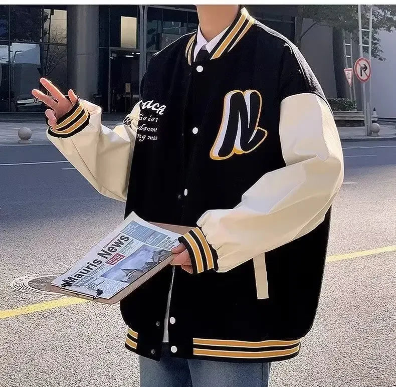 Men's Varsity Buttoned Jacket Loose Fit