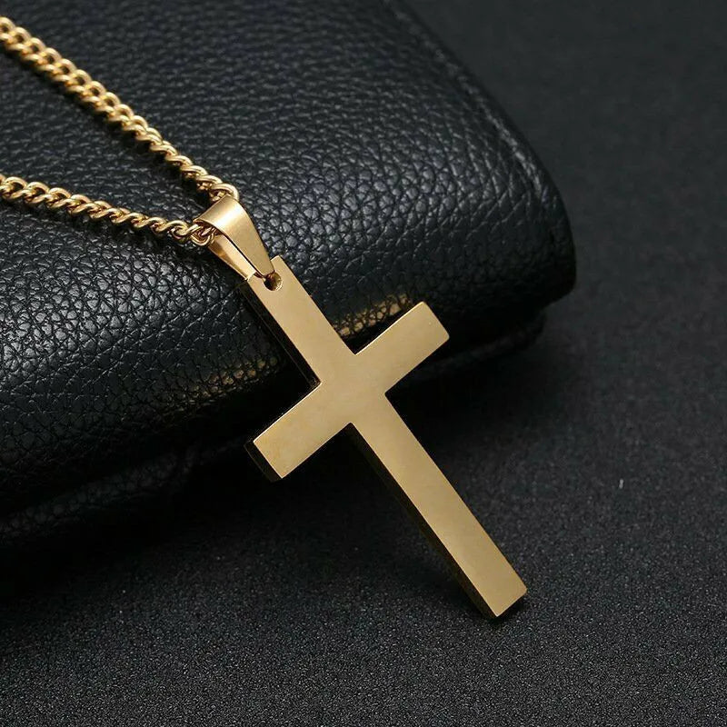 Men's Christian Cross Minimalist Stainless Steel Necklace