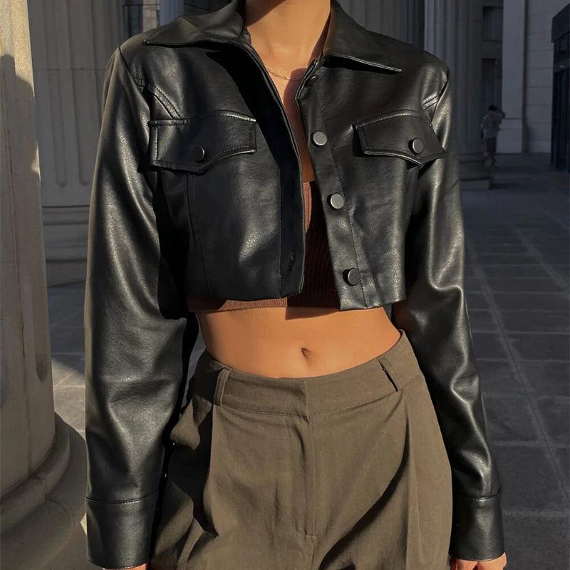 Half Length Collared Women's Leather Jacket