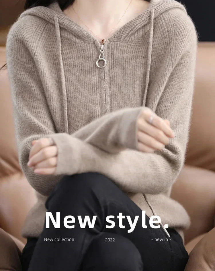 Women's Knitted Zip up Hoodie