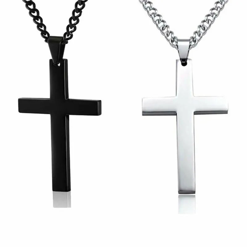 Men's Christian Cross Minimalist Stainless Steel Necklace