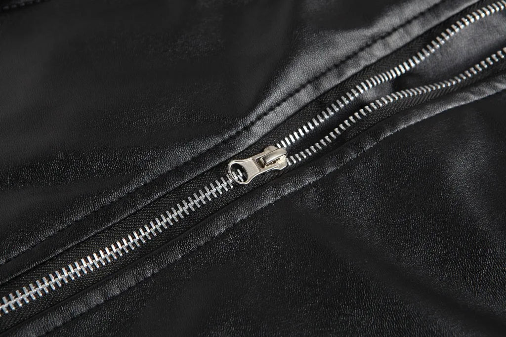 Men's Collared Retro Leather Jacket