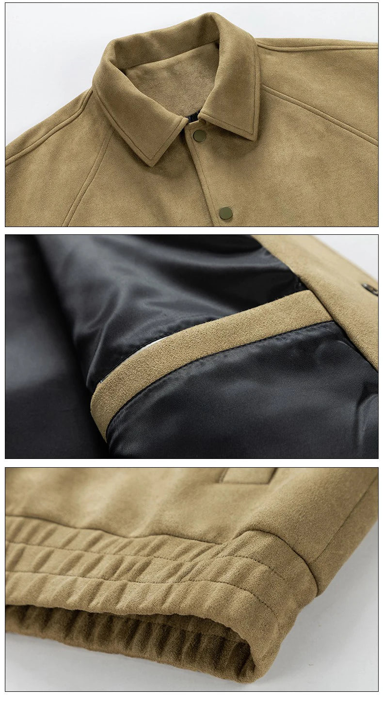 Men's Suede Retro Collared Jacket